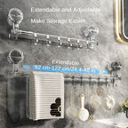 Adjustable Stainless Steel Towel Rack Suction Cups